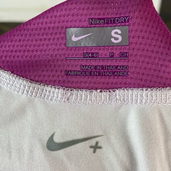 Nike Fit Dry Pink & White Long Sleeve Running Shirt Women's Size Small - Picture 5 of 7